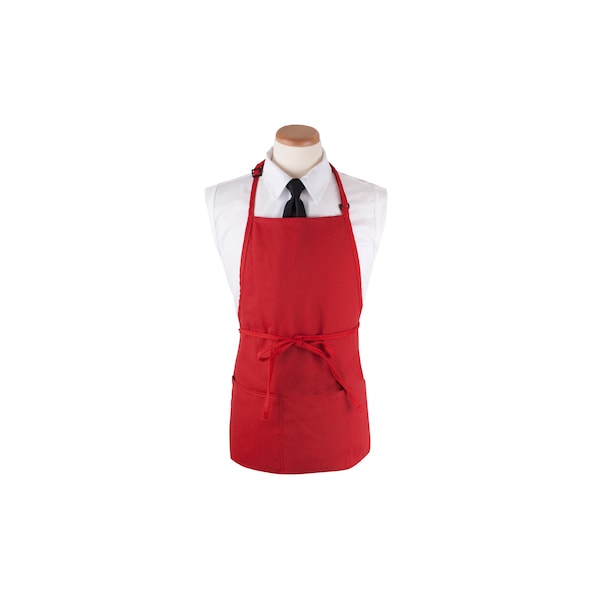 Ritz Chef's LineBib Apron (3 pockets + pen pocket) 26x23 Red CL3PBIARDFP-1